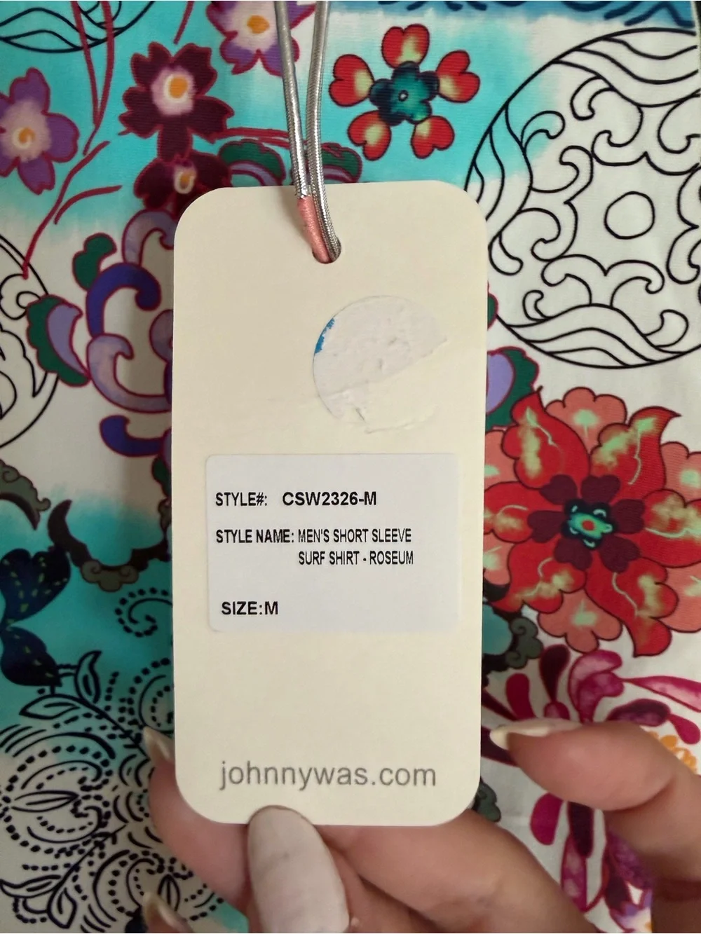 Johnny Was Men’s Short Sleeve Surf Shirt Rash Guard Roseum Print Size Medium NWT